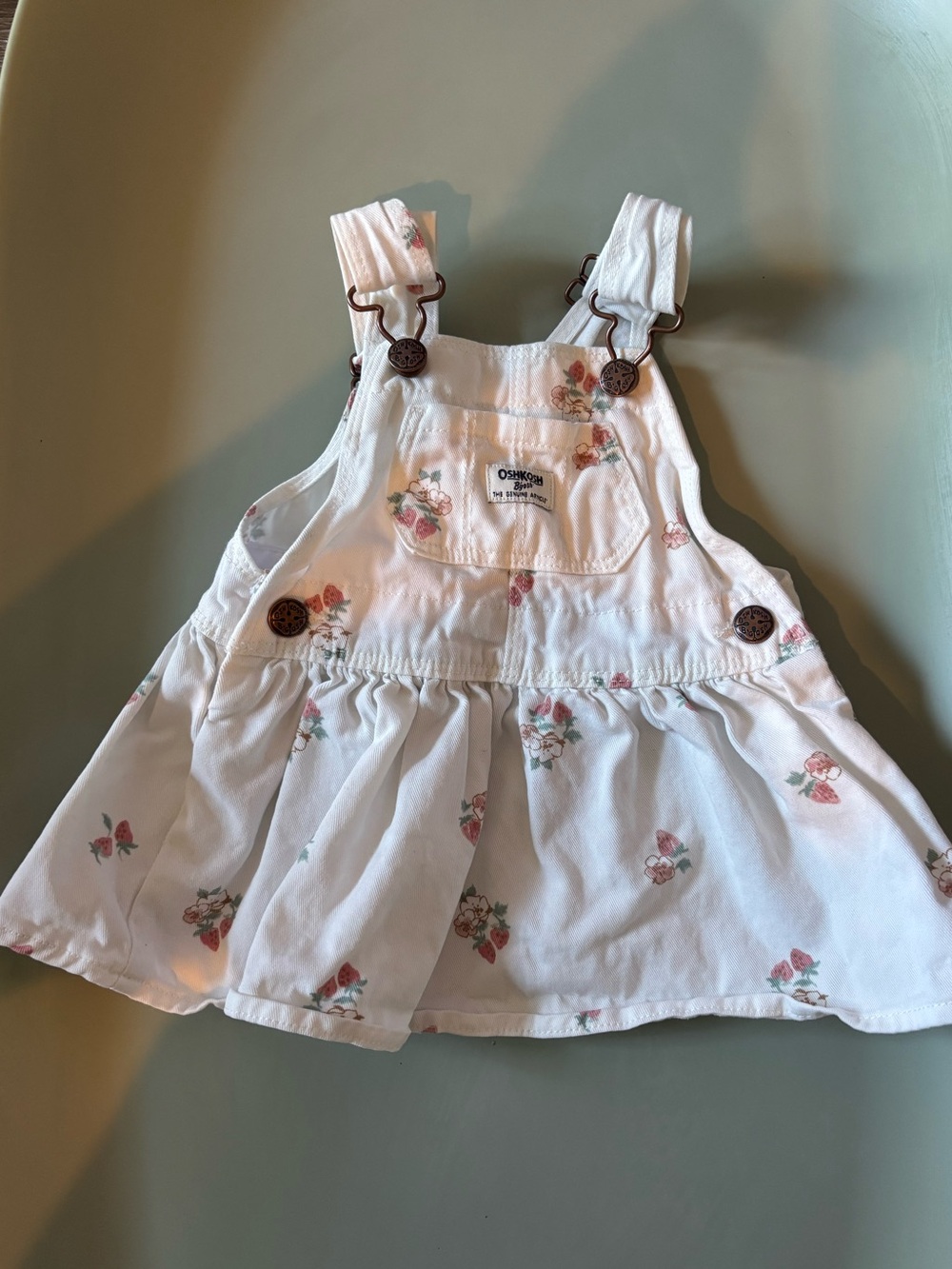 0-3 Months OshKosh B'gosh White Strawberry Overall Dress